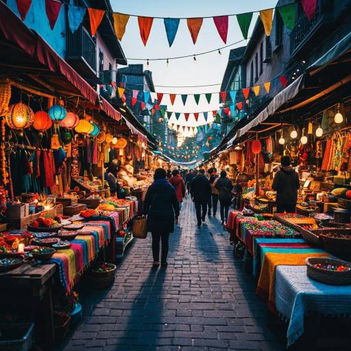 Vibrant Twilight Street Market