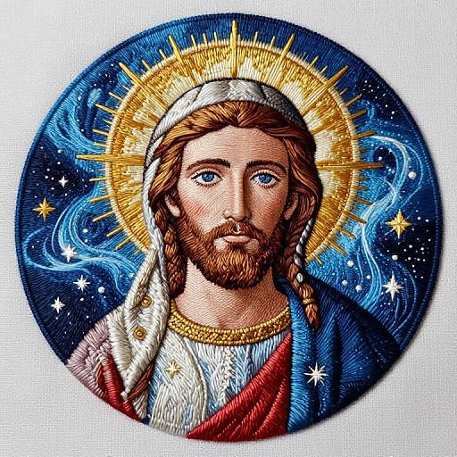 Intricate Saint Joseph Embroidery Portrait