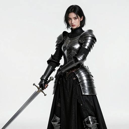 Gothic Female Soldier in Black Armor