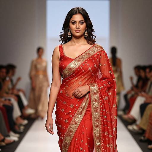 Confident Indian Woman in Banarasi Saree