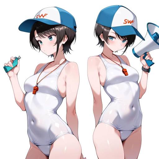 Virtual YouTuber in Swimsuit with Megaphone