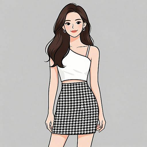 Chic Smiling Woman in Stylish Outfit