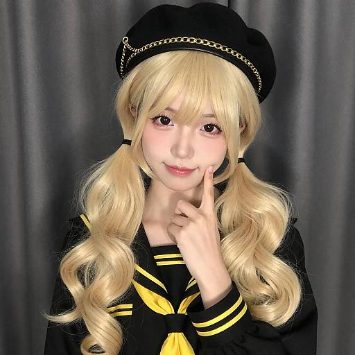 Young Woman in Black Sailor Outfit