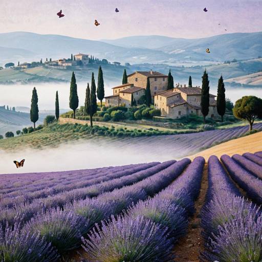 Impressionist Tuscany Lavender Fields