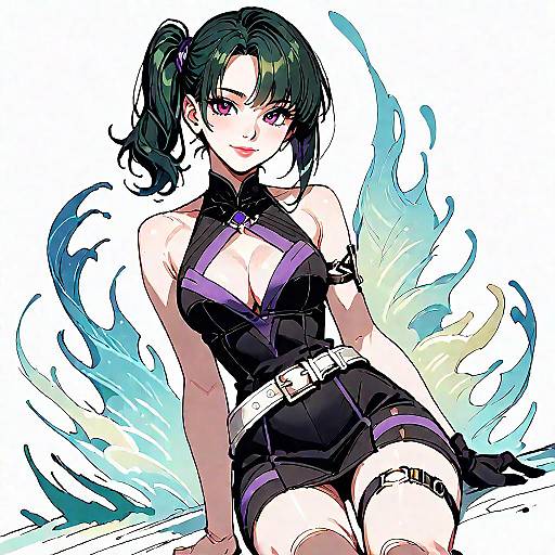 Anime Girl in Black Dress Sketch