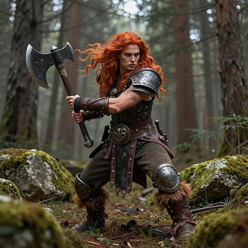 Fierce Female Dwarf Barbarian Warrior