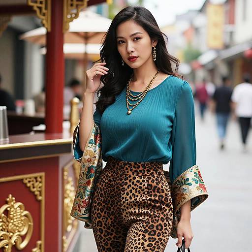 Chic Asian Woman at Vibrant City Bar