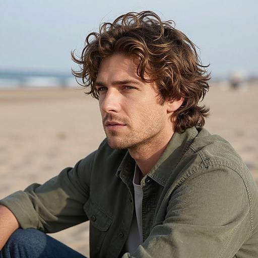 Sun-Kissed European Man at Beach