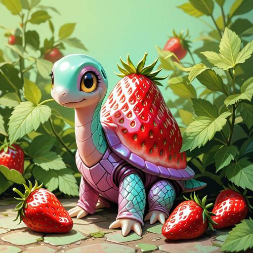 Lively Purple Turtle on Strawberry Lively Purple Turtle on Strawberry