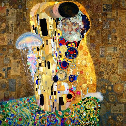 Neon Philosopher Jellyfish Portrait Diptych