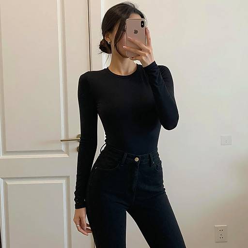 Stylish Mirror Selfie of a Trendy Woman