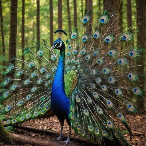 Vibrant Peacock in Serene Forest