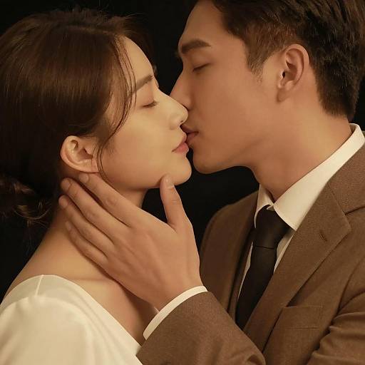 Intimate Close-Up of Couple About to Kiss