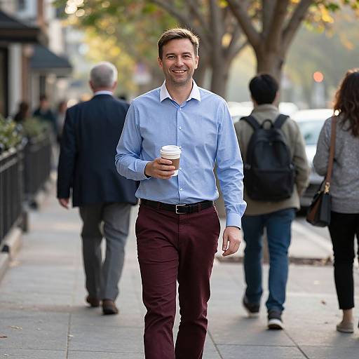 Friendly Man on Sunny Urban Sidewalk