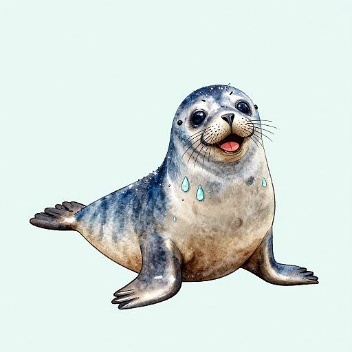Watercolor Playful Seal Illustration