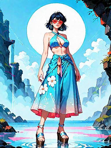 Dark Fantasy Beach Girl at Night