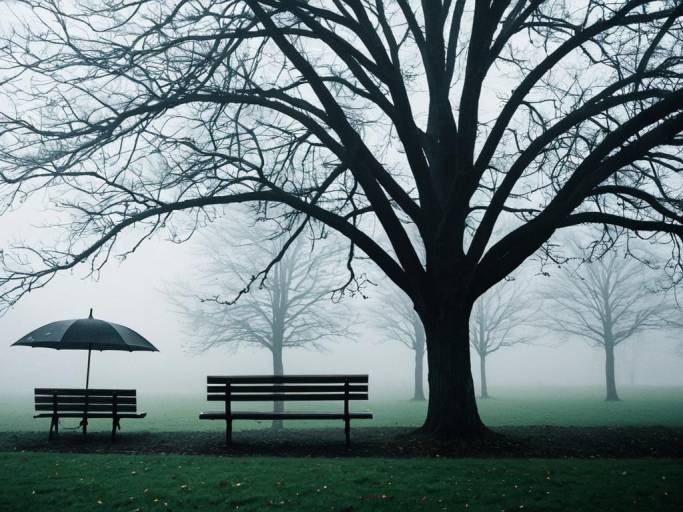 Serene Foggy Tree Landscape Wallpaper