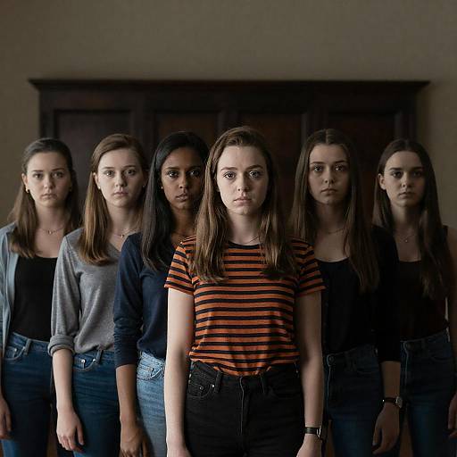 Group of Serious Young Women Indoors