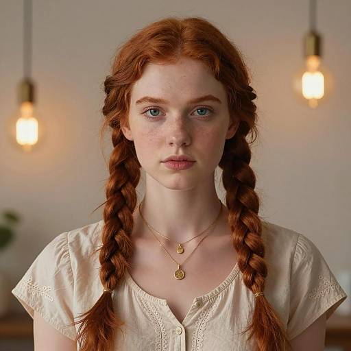 Portrait of Young Woman with Red Braids
