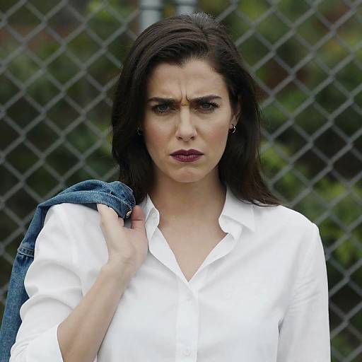 Serious Woman Portrait with Nature Background