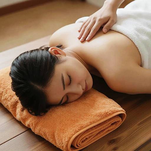 Relaxed Spa Moment on Wooden Floor