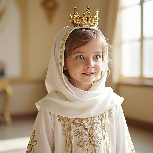 Regal Young Child in Golden Attire