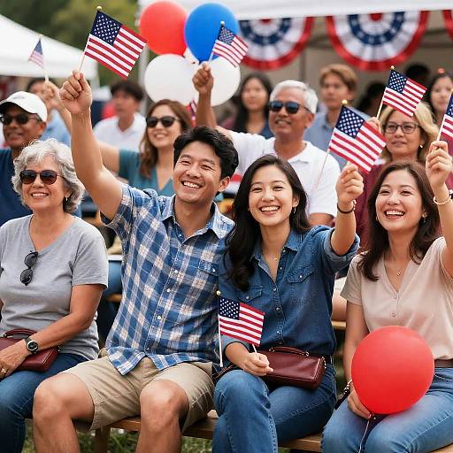 Joyful Crowd Celebrating Outdoor Event