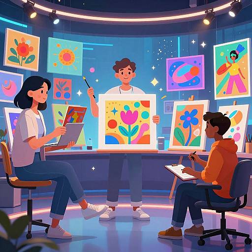 AI Avatars Collaborating in Virtual Studio