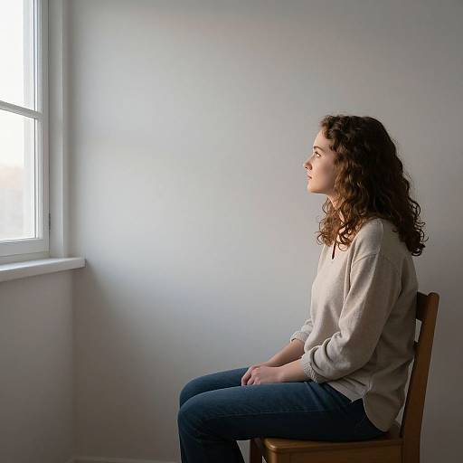 Serene Dawn Bedroom with Woman