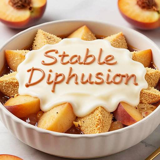 Gourmet Peach Cobbler with Icing Text