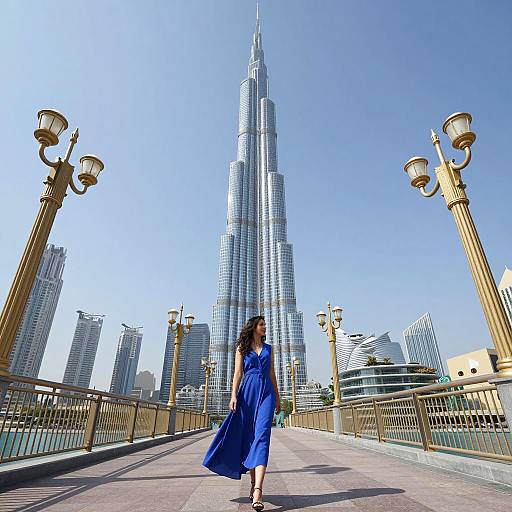 Woman Walking Near Burj Khalifa
