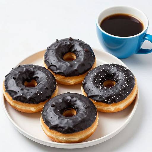 Dark Donuts with Blue Coffee Cup