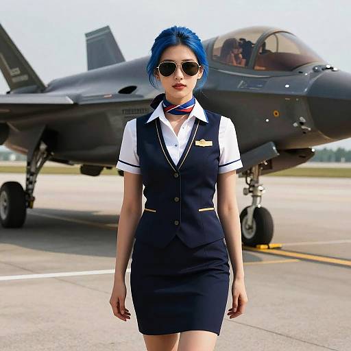 Photorealistic Stewardess by F35 Jet