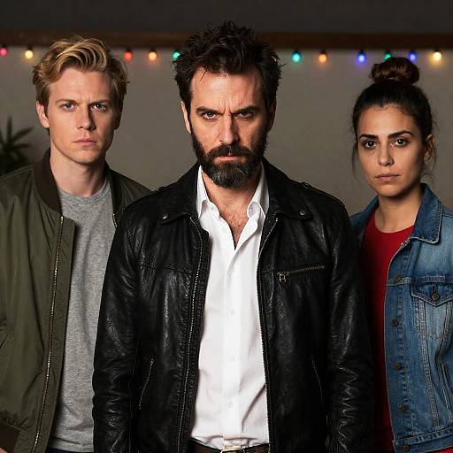 Indoor Group Portrait with Colorful Lights