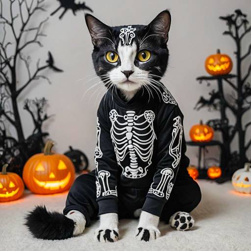 Cat in Skeleton Pajamas for Halloween Cat in Skeleton Pajamas for Halloween