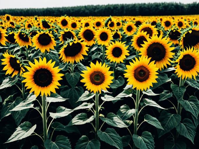 Stunning Black Sunflower Field Wallpaper