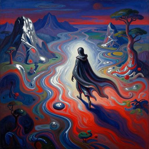 Surreal Dreamscape with Enigmatic Figure