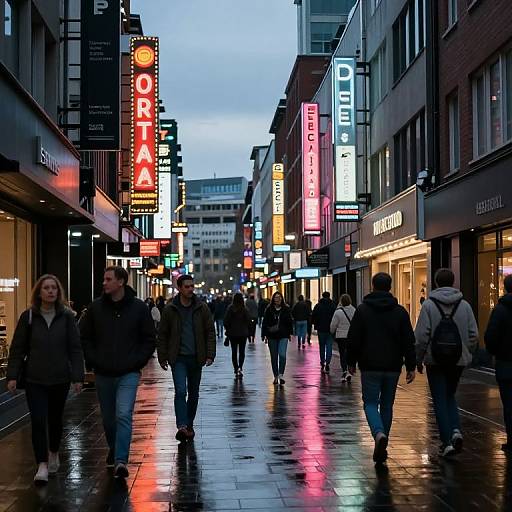 Neon Urban Street Scene at Dusk