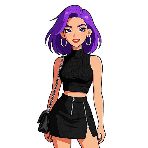 Edgy Chic Woman in Black Outfit