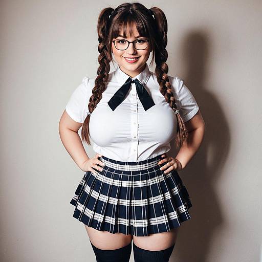 Cute Girl with Twin Tails and Glasses