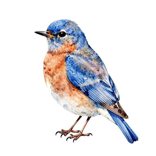 Wistful Bluebird Watercolor Illustration
