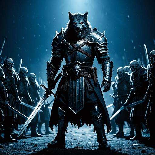 Armored Werewolf Facing Undead Army