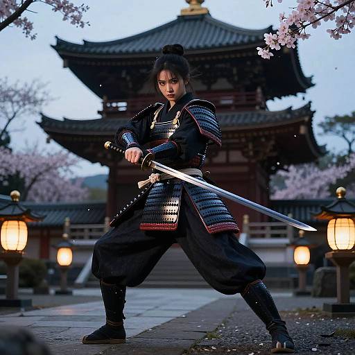 Mysterious Female Ninja at Twilight