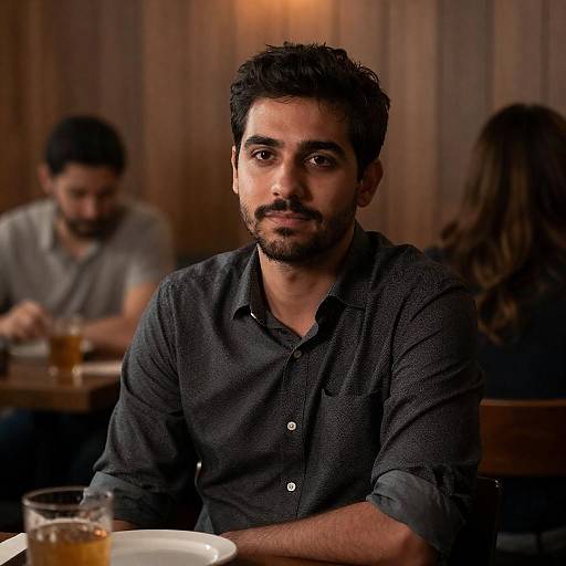 Dramatic Restaurant Portrait with Background Figures