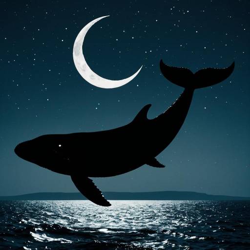 Minimalist Whale Silhouette with Moon Minimalist Whale Silhouette with Moon
