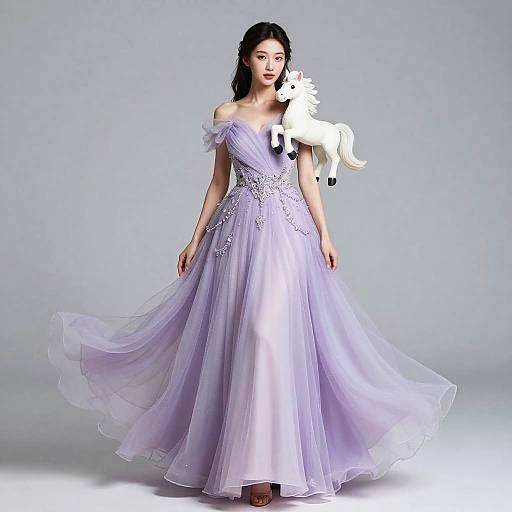 Elegant Woman with White Pegasus