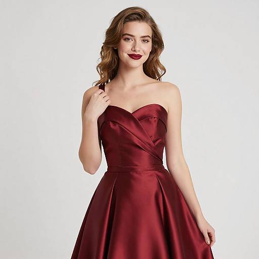 Young Woman in Elegant Red Gown