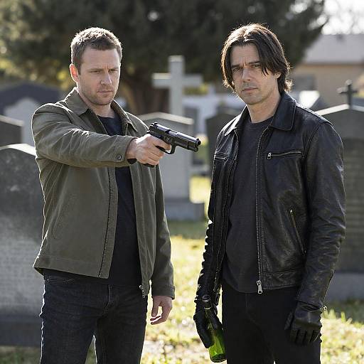 Tense Encounter in a Cemetery Setting