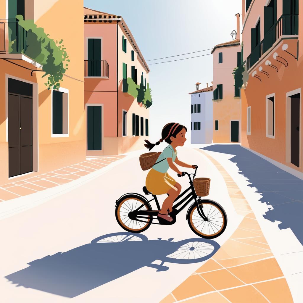 Joyful Young Cyclist in Venice