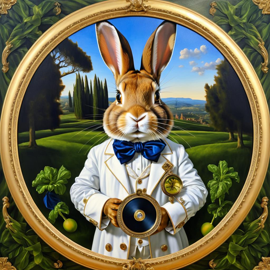 Surreal Renaissance Rabbit Honoring Dionysus